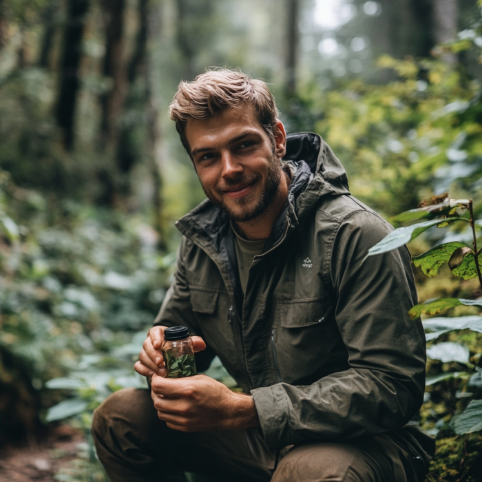 Man enjoying kratom outdoors